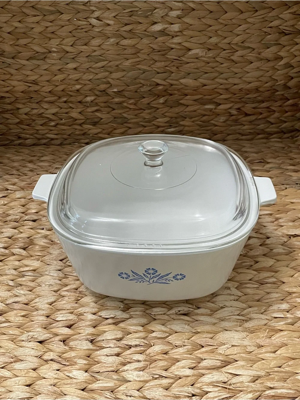 Corning Ware 2 1/2 Quart Dish with Pyrex Lid White‎ Blue